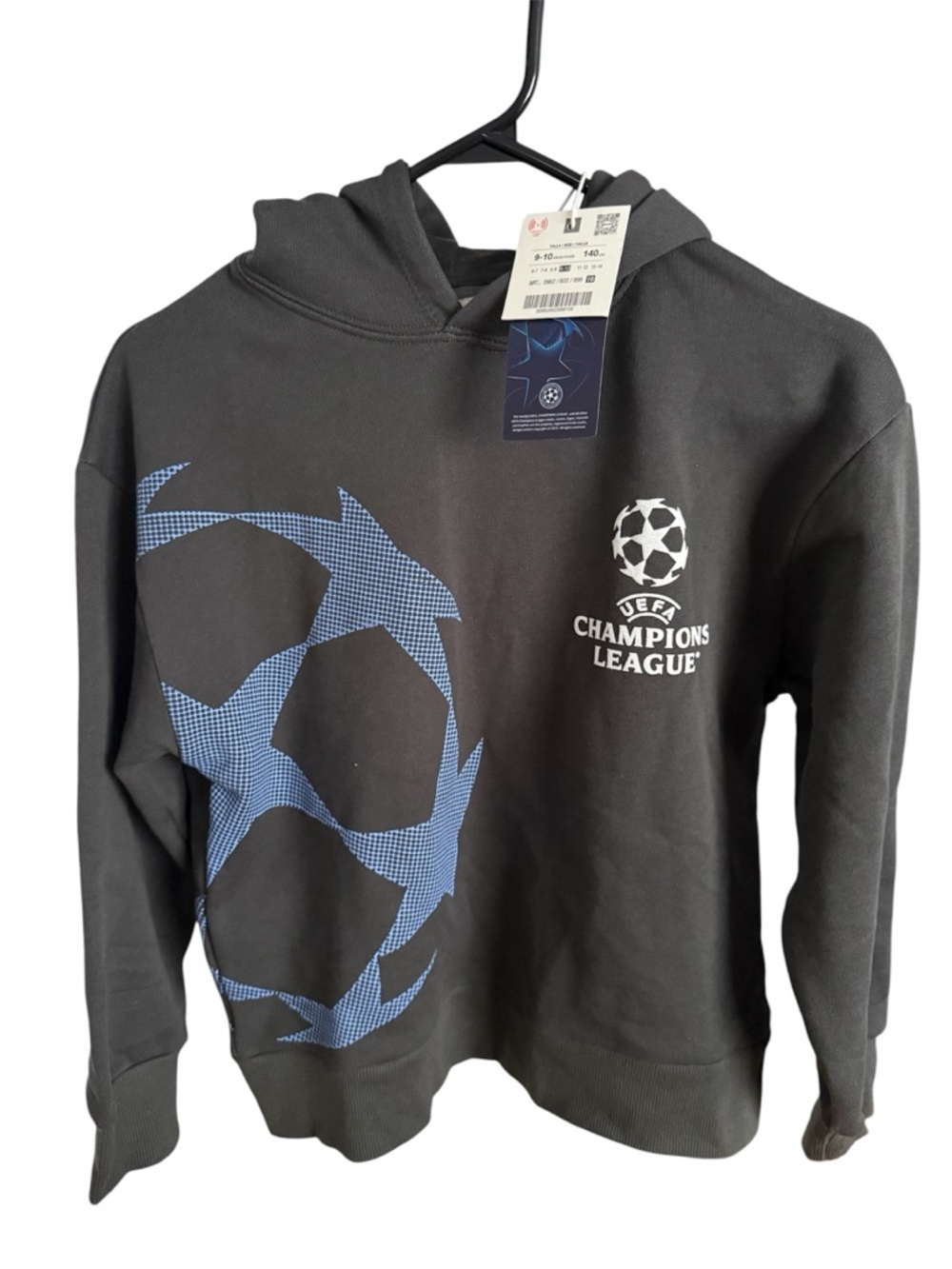 Kids' Charcoal Hoodie with Blue Graphic - Picture 4 of 6